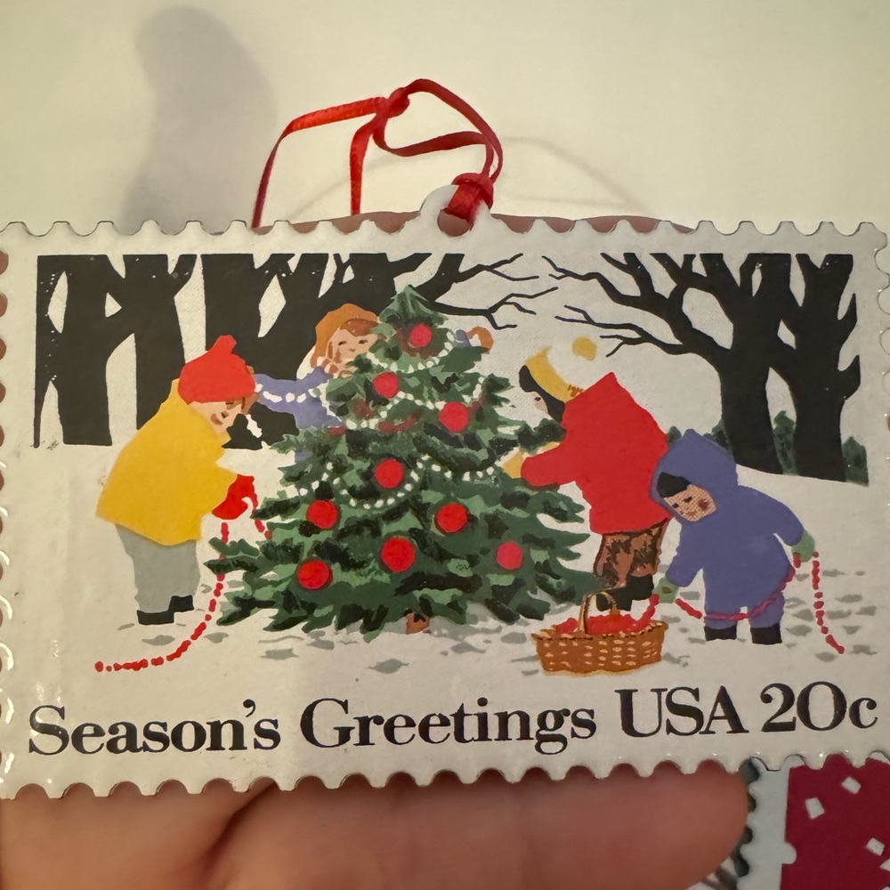 Hallmark ornament USPS stamp 1994 children trimming tree postal stamp #2 series